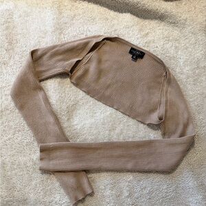 Say What? Tan Ribbed Shrug